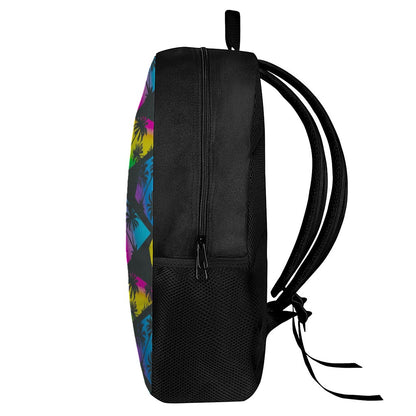 EDM Beach Palm Tree Pattern Print 17 Inch Backpack