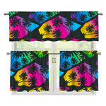 EDM Beach Palm Tree Pattern Print 3 Piece Kitchen Curtains