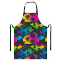 EDM Beach Palm Tree Pattern Print Bib Apron With Pocket