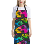EDM Beach Palm Tree Pattern Print Bib Apron With Pocket
