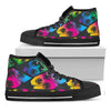 EDM Beach Palm Tree Pattern Print Black High Top Sneakers