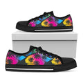 EDM Beach Palm Tree Pattern Print Black Low Top Sneakers