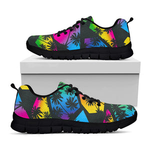 EDM Beach Palm Tree Pattern Print Black Running Shoes