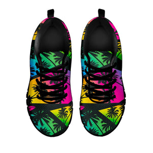 EDM Beach Palm Tree Pattern Print Black Running Shoes