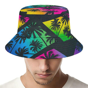 EDM Beach Palm Tree Pattern Print Bucket Hat