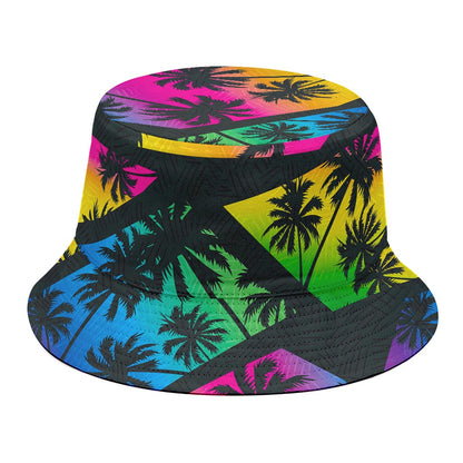 EDM Beach Palm Tree Pattern Print Bucket Hat