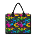 EDM Beach Palm Tree Pattern Print Canvas Tote Bag