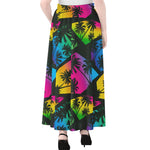 EDM Beach Palm Tree Pattern Print Chiffon Maxi Skirt