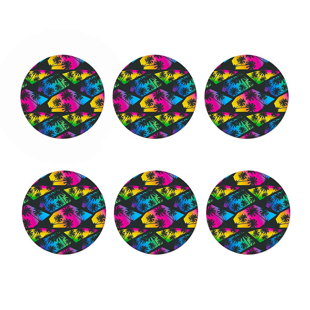 EDM Beach Palm Tree Pattern Print Coaster Set