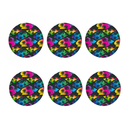 EDM Beach Palm Tree Pattern Print Coaster Set