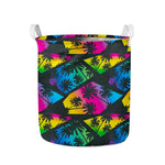 EDM Beach Palm Tree Pattern Print Collapsible Laundry Basket