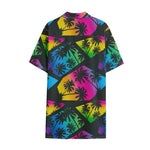 EDM Beach Palm Tree Pattern Print Cotton Hawaiian Shirt
