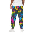 EDM Beach Palm Tree Pattern Print Cotton Pants