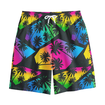 EDM Beach Palm Tree Pattern Print Cotton Shorts