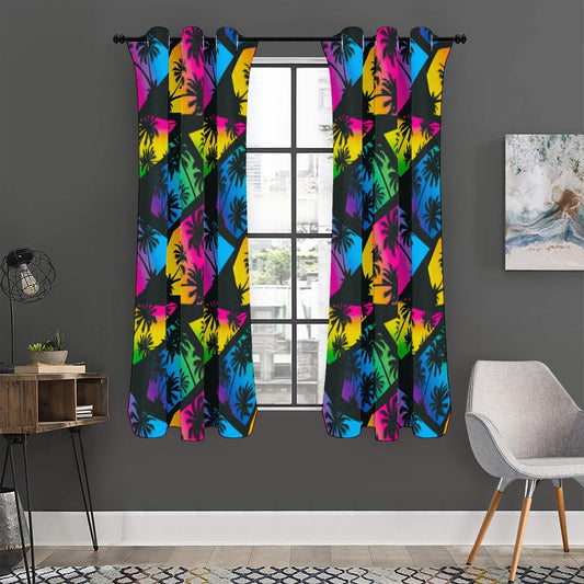 EDM Beach Palm Tree Pattern Print Curtain