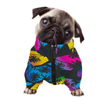 EDM Beach Palm Tree Pattern Print Dog Zip Up Jacket