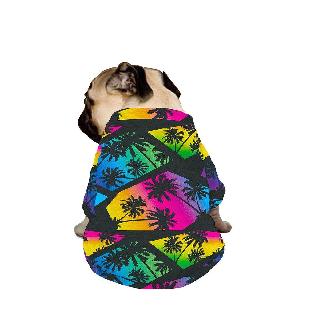 EDM Beach Palm Tree Pattern Print Dog Zip Up Jacket