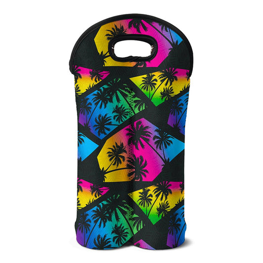 EDM Beach Palm Tree Pattern Print Double Neoprene Wine Tote