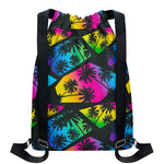 EDM Beach Palm Tree Pattern Print Drawstring Backpack