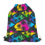 EDM Beach Palm Tree Pattern Print Drawstring Bag