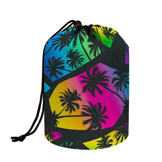 EDM Beach Palm Tree Pattern Print Drawstring Makeup Bag