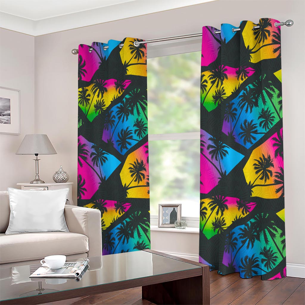 EDM Beach Palm Tree Pattern Print Extra Wide Grommet Curtains