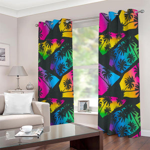 EDM Beach Palm Tree Pattern Print Extra Wide Grommet Curtains