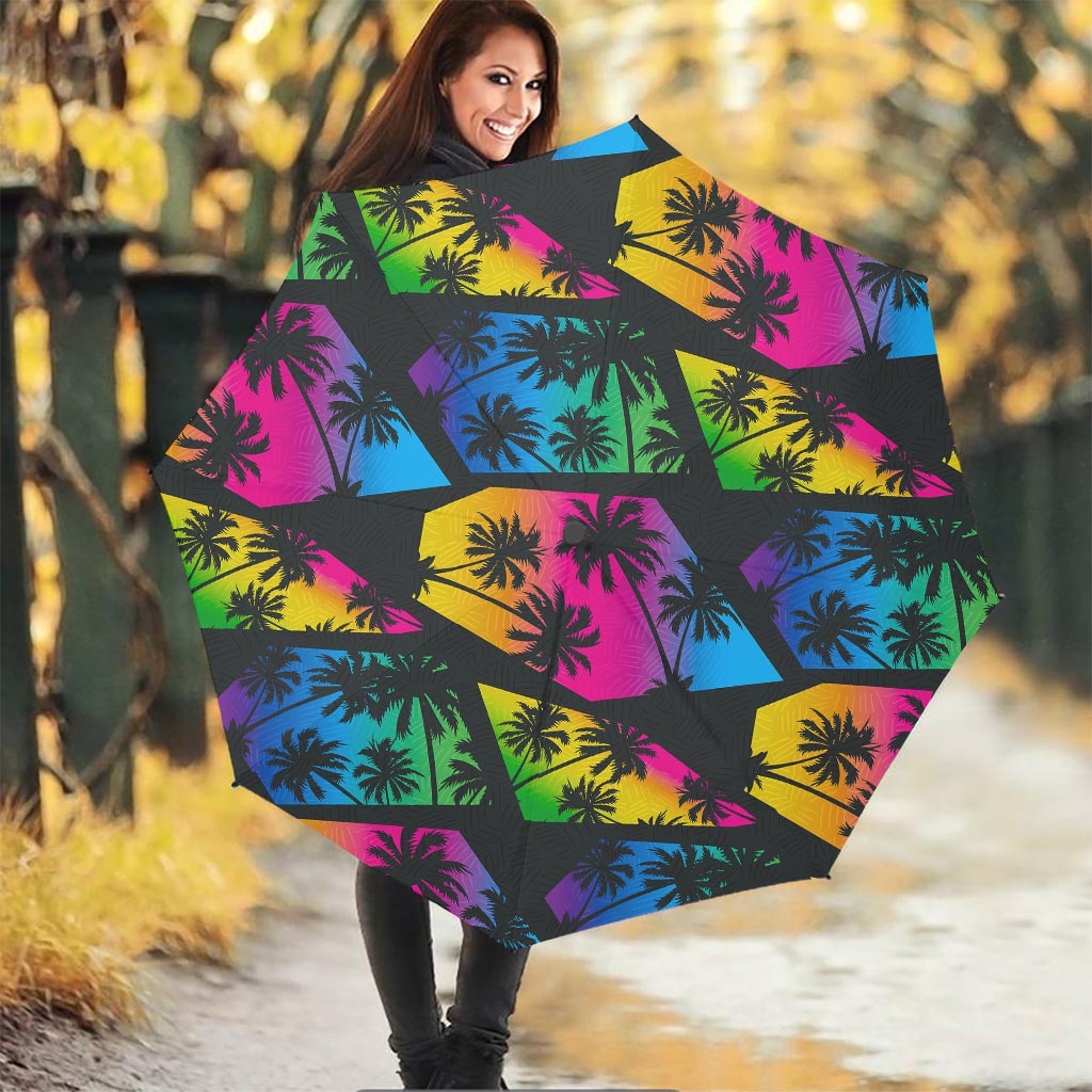 EDM Beach Palm Tree Pattern Print Foldable Umbrella
