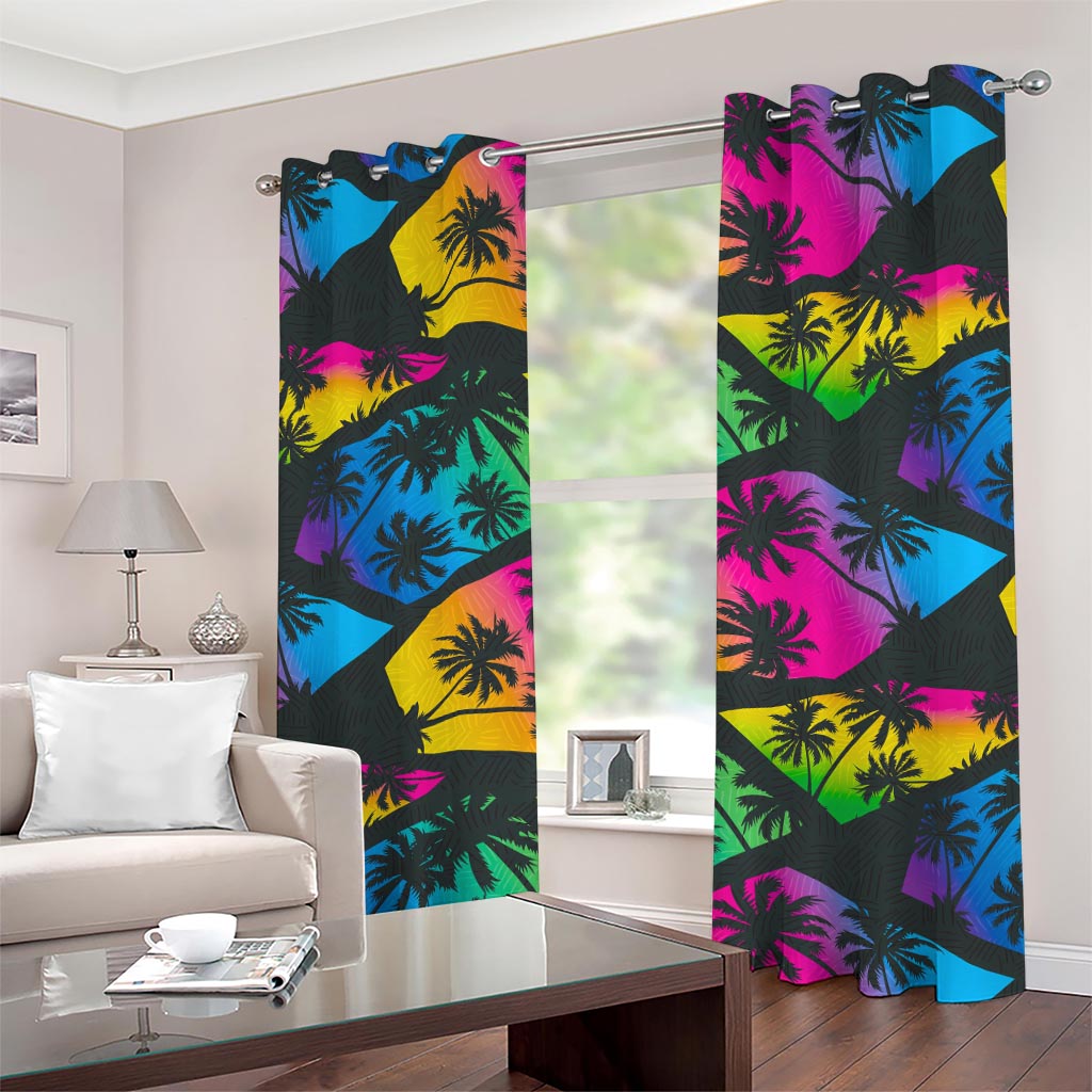 EDM Beach Palm Tree Pattern Print Grommet Curtains