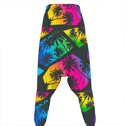 EDM Beach Palm Tree Pattern Print Hammer Pants