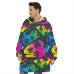 EDM Beach Palm Tree Pattern Print Hoodie Blanket