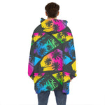 EDM Beach Palm Tree Pattern Print Hoodie Blanket