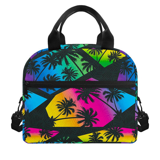 EDM Beach Palm Tree Pattern Print Insulated Lunch Bag