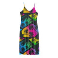 EDM Beach Palm Tree Pattern Print Jersey Midi Cami Dress