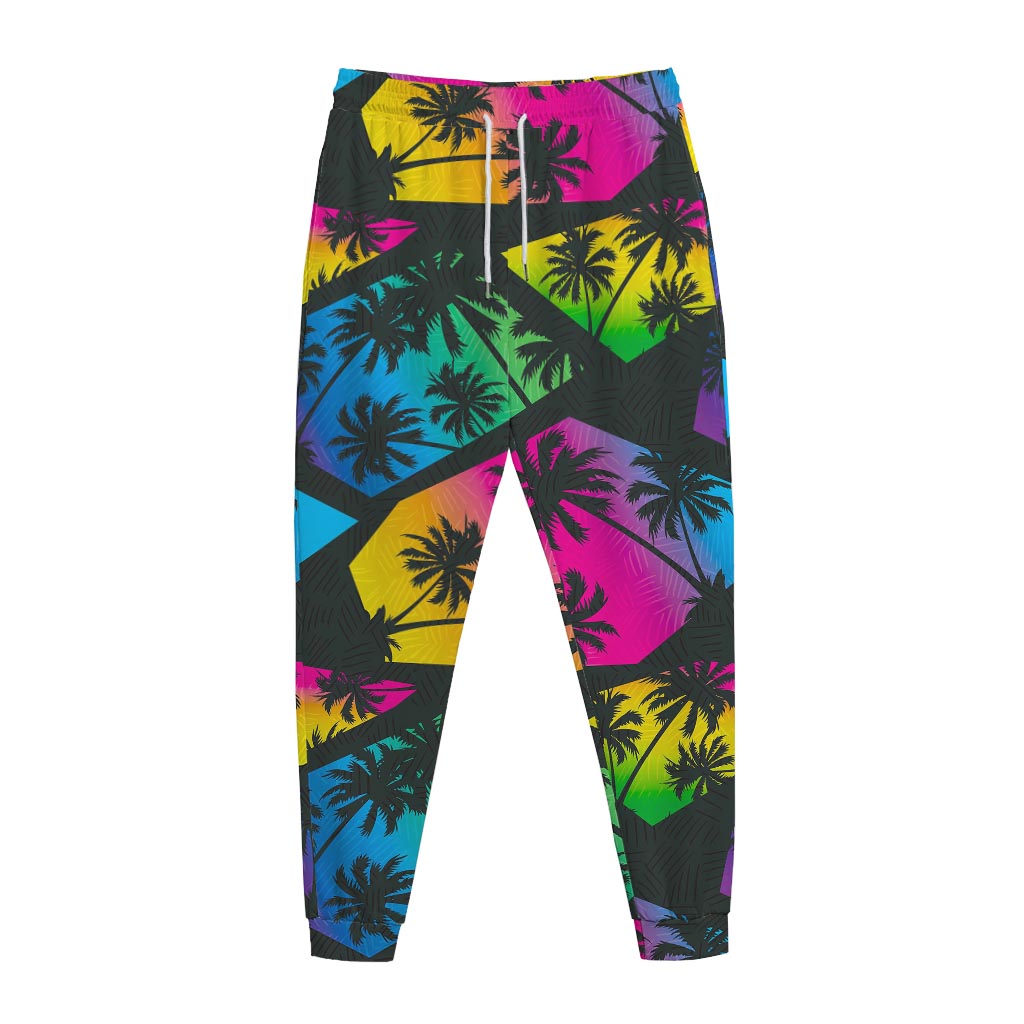 EDM Beach Palm Tree Pattern Print Jogger Pants