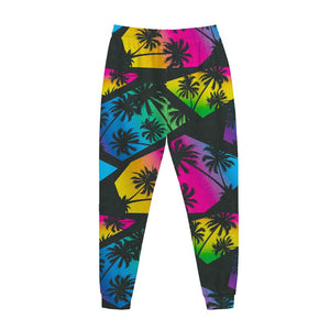 EDM Beach Palm Tree Pattern Print Jogger Pants