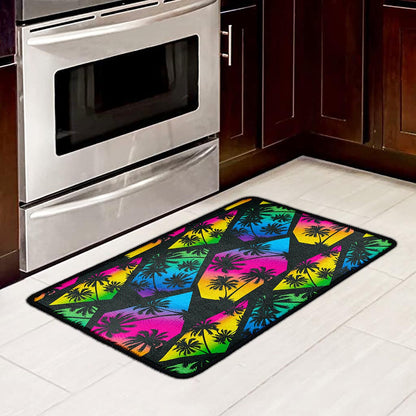 EDM Beach Palm Tree Pattern Print Kitchen Mat
