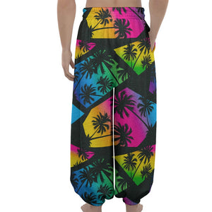 EDM Beach Palm Tree Pattern Print Lantern Pants