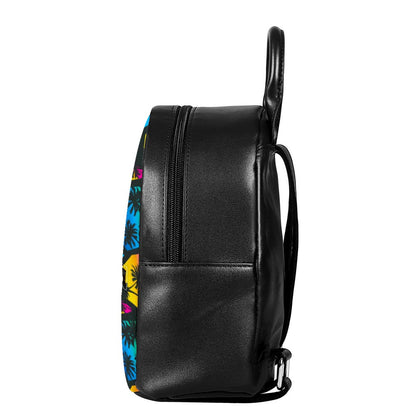 EDM Beach Palm Tree Pattern Print Leather Backpack