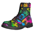EDM Beach Palm Tree Pattern Print Lace-Up Boots