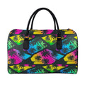 EDM Beach Palm Tree Pattern Print Leather Duffel Bag