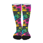 EDM Beach Palm Tree Pattern Print Long Socks