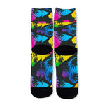 EDM Beach Palm Tree Pattern Print Long Socks