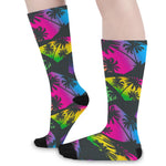 EDM Beach Palm Tree Pattern Print Long Socks
