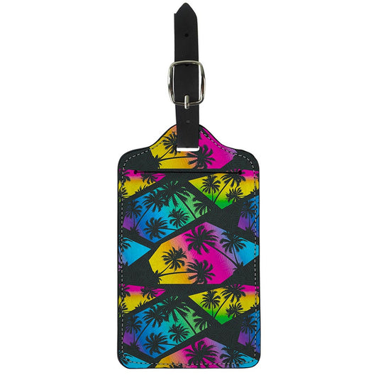 EDM Beach Palm Tree Pattern Print Luggage Tag