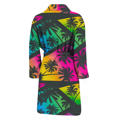 EDM Beach Palm Tree Pattern Print Men's Bathrobe