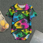 EDM Beach Palm Tree Pattern Print Men's Bodysuit