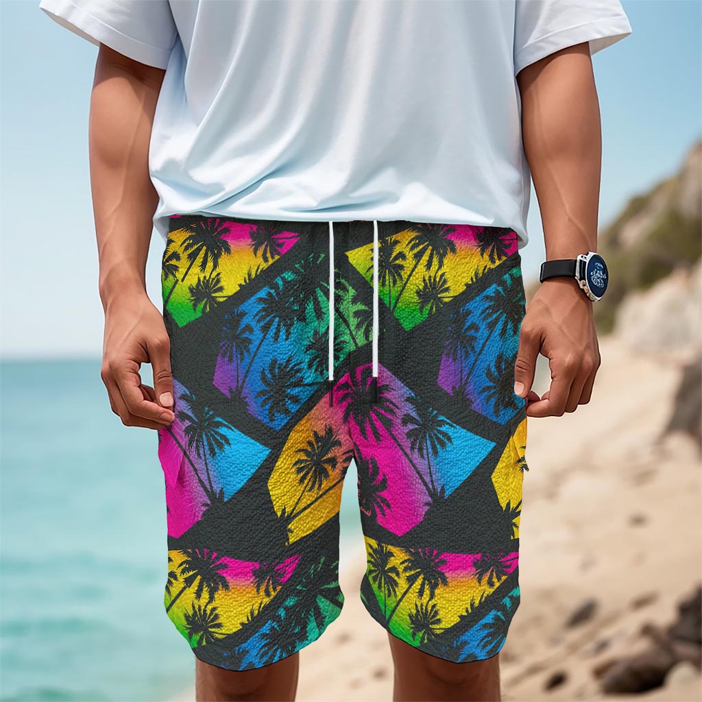 EDM Beach Palm Tree Pattern Print Men's Cargo Shorts