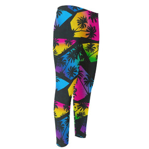 EDM Beach Palm Tree Pattern Print Men's Compression Pants