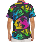 EDM Beach Palm Tree Pattern Print Men's Deep V-Neck Shirt
